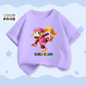 超级马里奥兄弟Dixie 上衣服 亲子童装 Kong黛西女童短袖 T恤夏装
