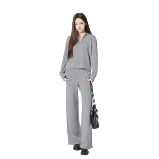 休闲慵懒羊毛针织连帽卫衣外套阔腿裤 Jar 女秋冬 Treasure Golden