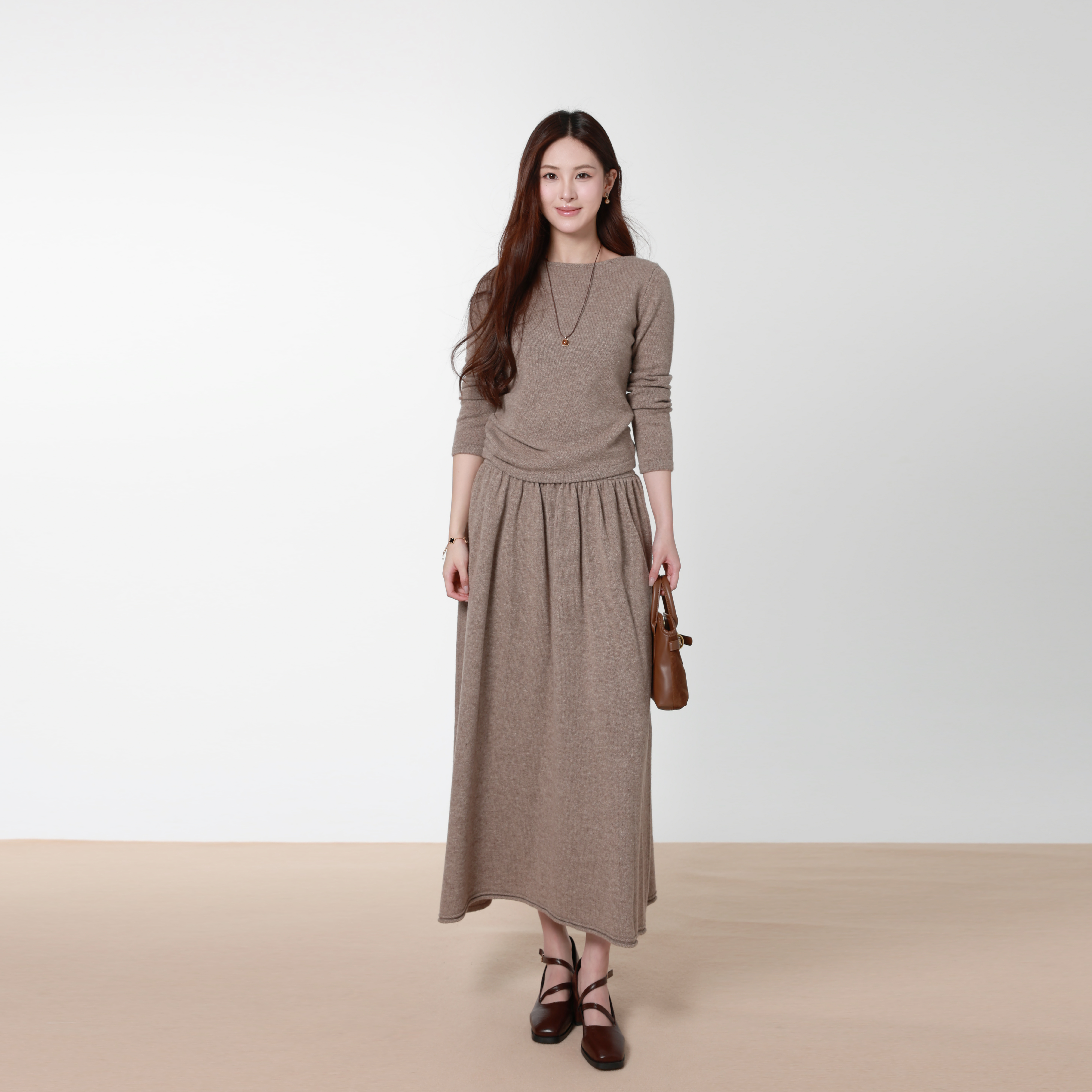 Golden Treasure Jar 羊毛针织上衣+半身裙两件套女时尚气质套装