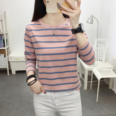 内搭藏肉上衣打底衫 t恤女春装 减龄长袖 早春洋气胖MM宽松遮肚大码