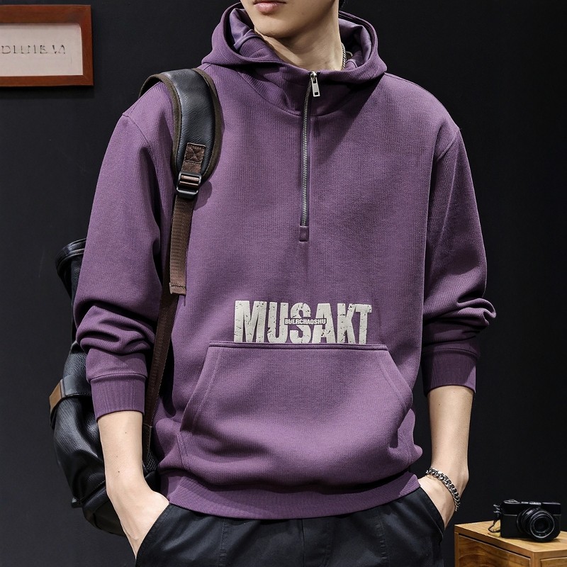 拉链连帽立领卫衣男士2025新款秋冬潮牌宽松大码休闲长袖秋季衣服