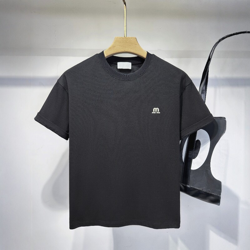 2026夏季新款高端m字母刺绣圆领短袖T恤男款宽松简约百搭半袖上衣