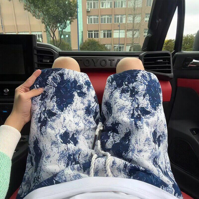 青花瓷扎染针织短裤男夏外穿潮牌
