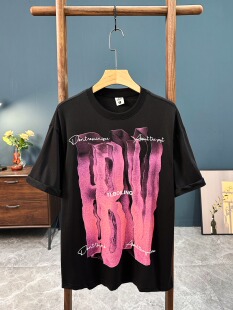 原创潮牌2025夏季短袖T恤男美式街头亚比风圆领宽松百搭体恤上衣