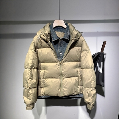 特琳露拼色连帽休闲常规羽绒服男