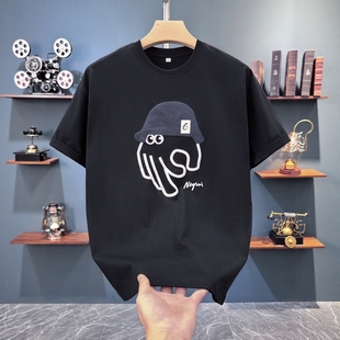 紅色短袖 索羅娜涼感t恤男國(guó)風(fēng)刺繡上衣輕奢高級(jí)感寬松大碼 體恤夏