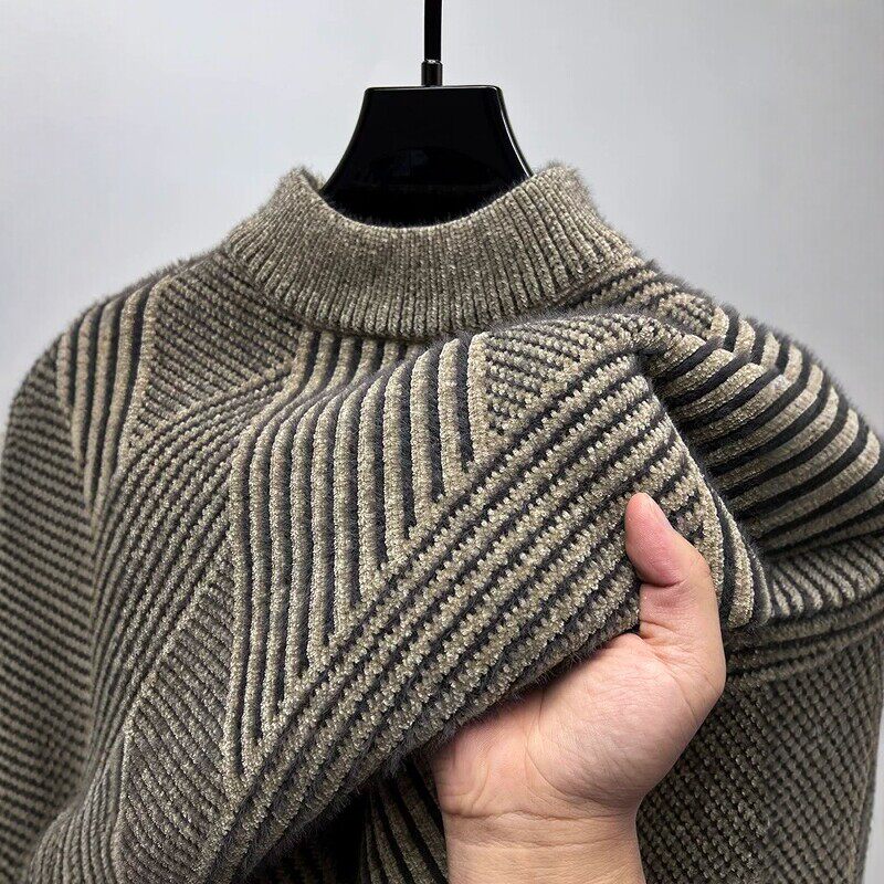粗毛线雪尼尔加厚保暖半高领毛衣