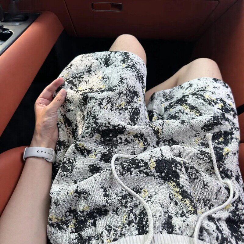 脏脏风扎染短裤男款夏季提花