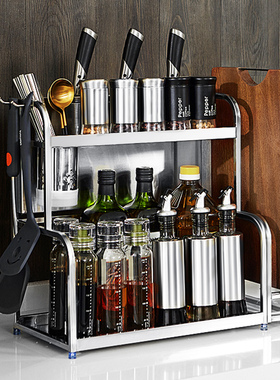 304厨房调料置物架不锈钢收纳调味品调味料油盐酱醋酱油瓶架子