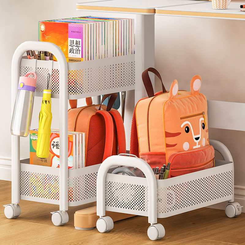 书包置物架可移动初中生书桌下带轮收纳架小学生可承重儿童书包架
