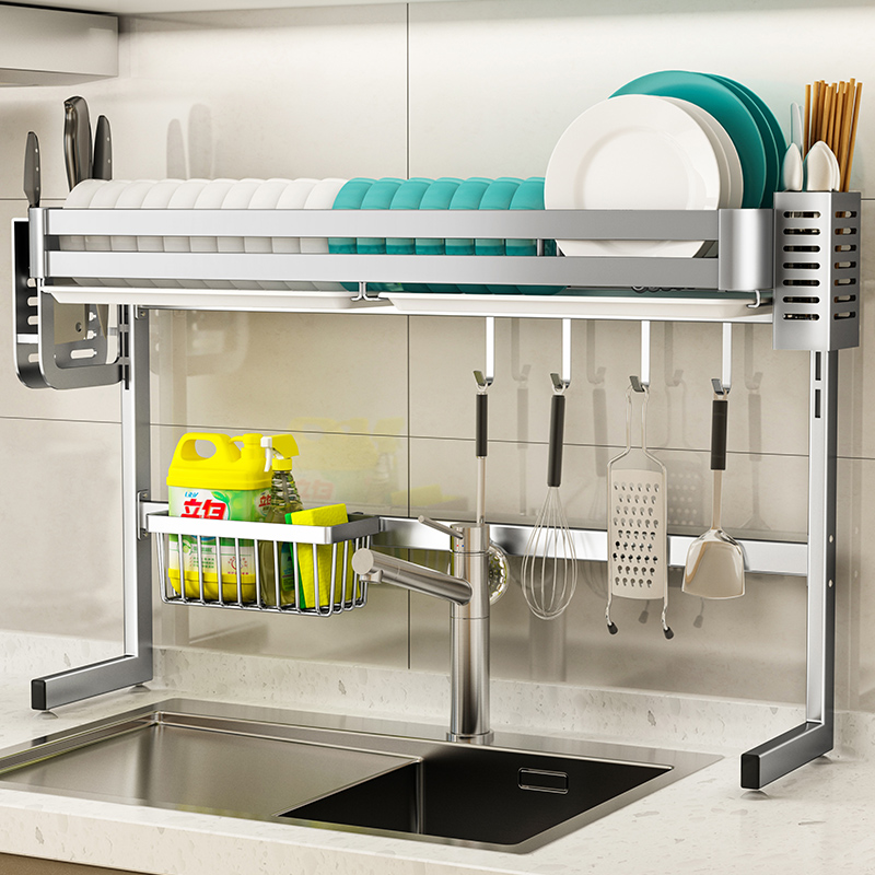 304不锈钢水槽置物架厨房水槽窄边窄款极窄小尺寸沥水碗架收纳层