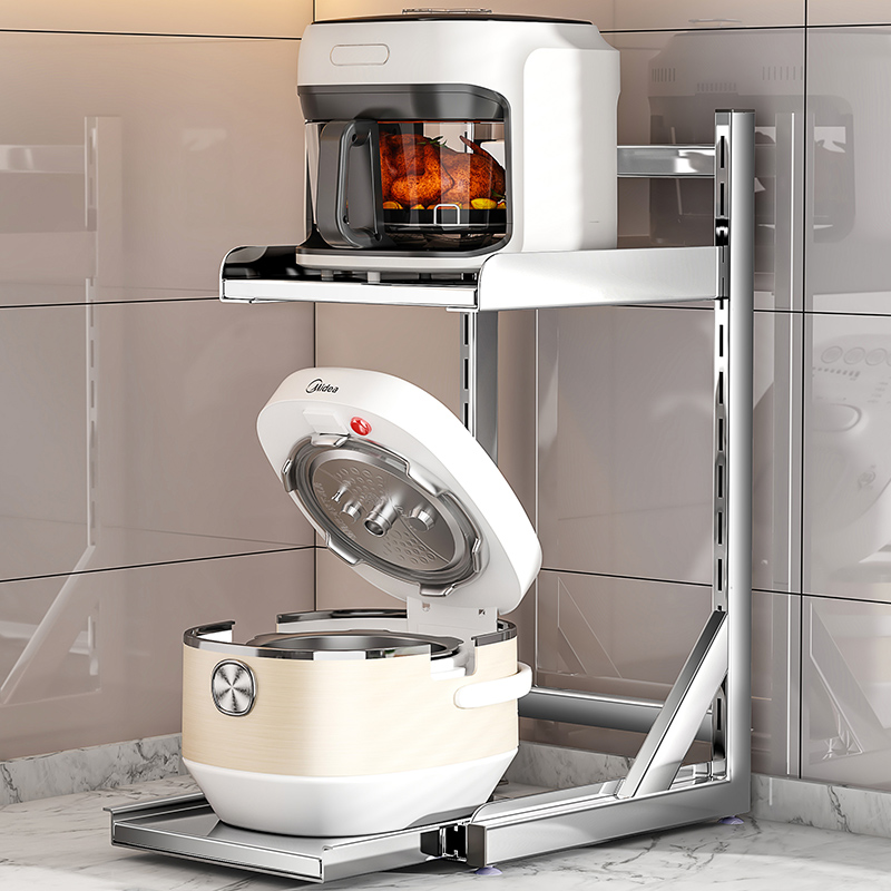 201不锈钢可抽拉电饭煲置物架