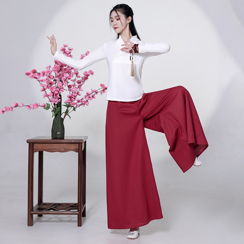 松紧腰禅舞服云樊长裤宽松百搭