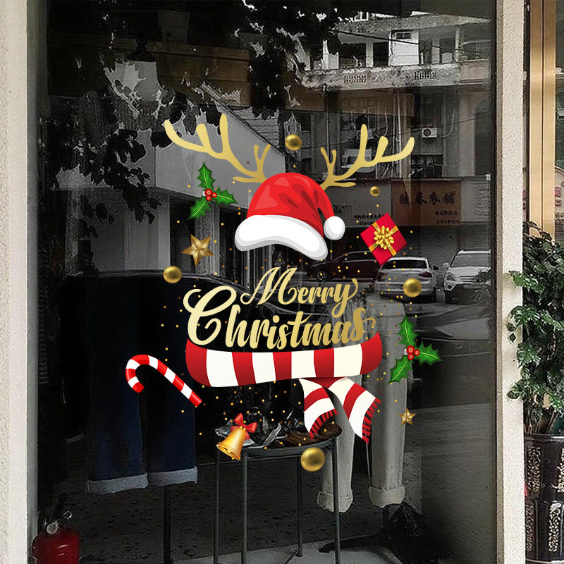 圣诞节装饰布置橱窗静电玻璃贴纸2026年马年春节窗花贴画窗贴窗贴,家居饰品,文化墙贴,淘宝优惠券,粉丝福利购,淘宝优惠卷