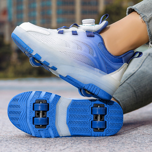 男童暴走鞋女童轮滑四轮溜冰鞋滑轮鞋双轮带轮运动鞋可走可滑鞋子