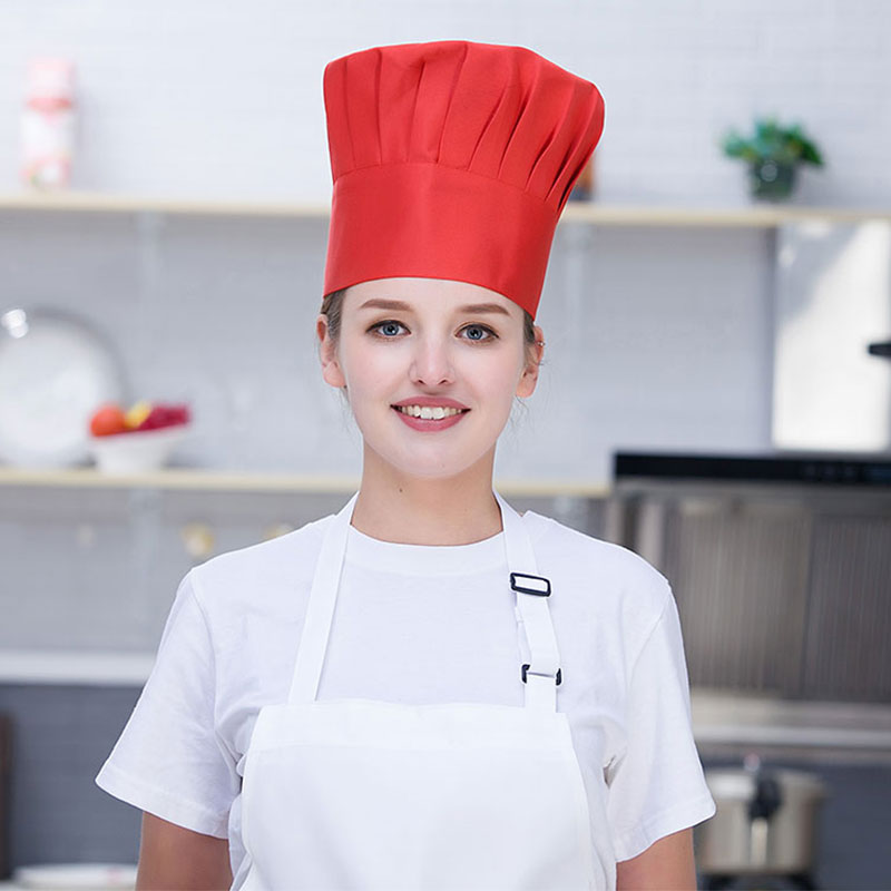 厨师帽子男女通用餐饮工作帽黑白色蘑菇帽酒店后厨房防油烟棉布帽
