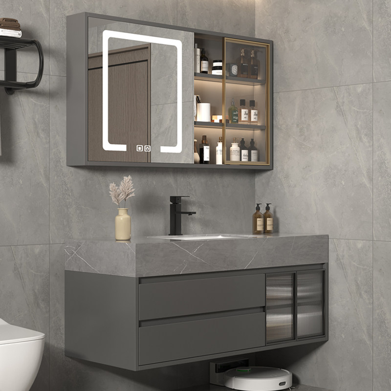 现代简约岩板陶瓷 盆浴室柜智能轻奢组合卫生间洗手脸盆柜洗漱台