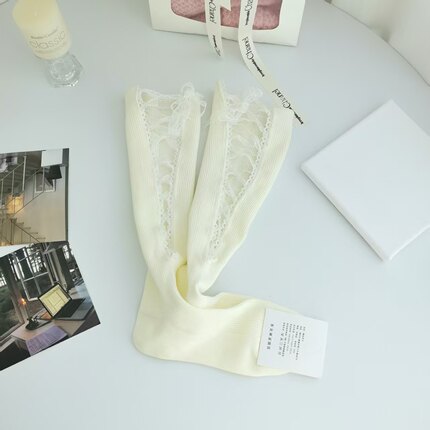 ins潮袜精品饰品袜新款蕾丝水钻轻奢潮袜女款蝴蝶结中筒袜子棉袜