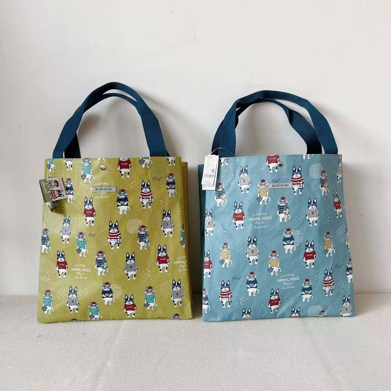 日本kusuguru猫咪法斗防水覆膜单肩包手提包手拎包防脏包卡通102