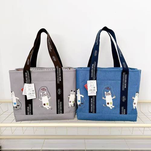 Kusuguru正品刺绣猫大号托特包