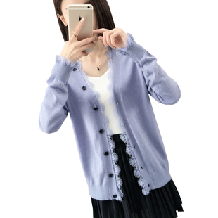 很仙的毛衣开衫2025春夏装新款蕾丝外套针织衫女宽松韩版慵懒风薄