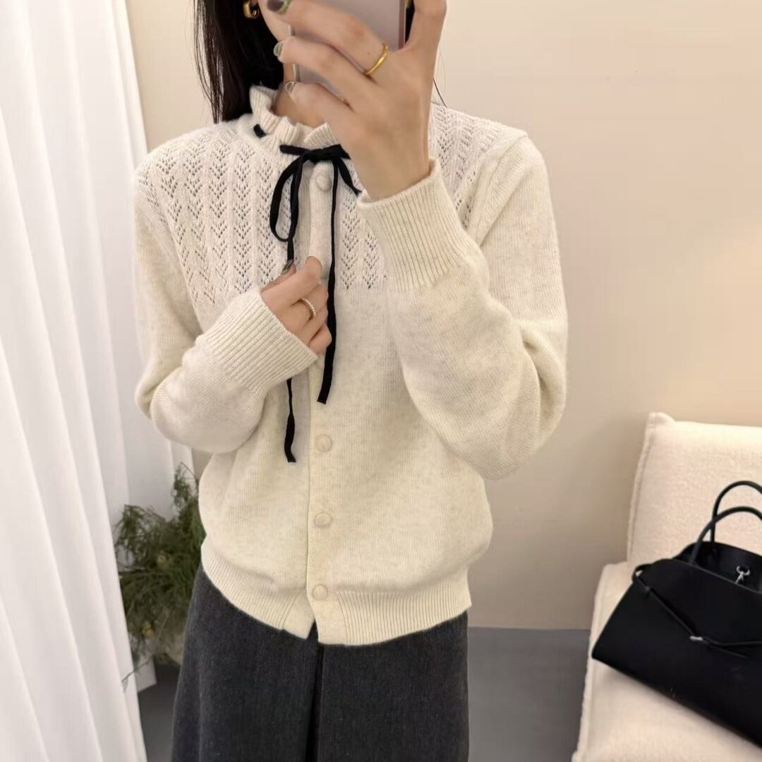 法式小香风蝴蝶结立领毛衣女初冬超好看内搭针织衫高级感打底上衣,女装/女士精品,毛衣,淘宝优惠券,粉丝福利购,淘宝优惠卷