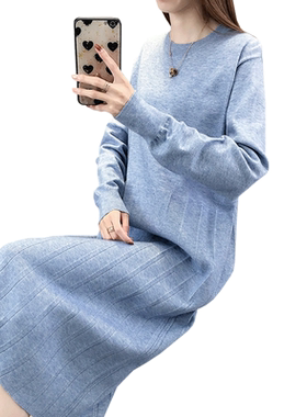 长款过膝宽松很仙洋气针织连衣裙