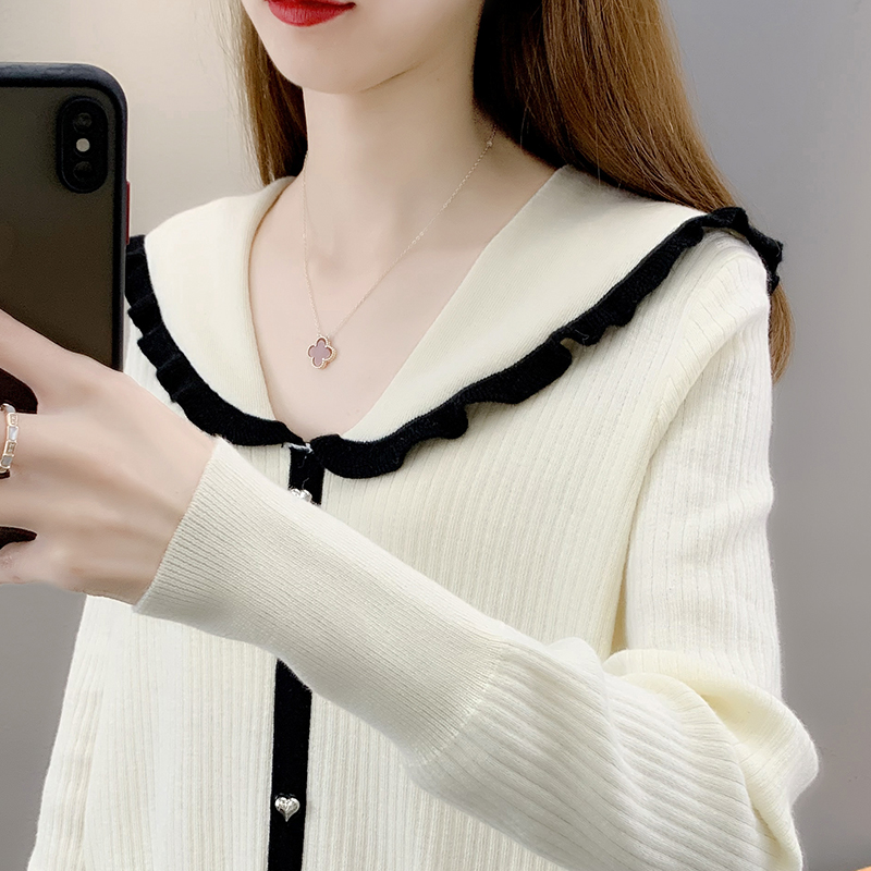 娃娃领毛衣新款学院风打底外套