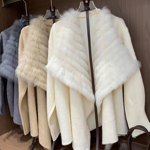 2025新款车条进口狐狸毛皮草外套女中长款大翻领毛毛大衣开衫针织