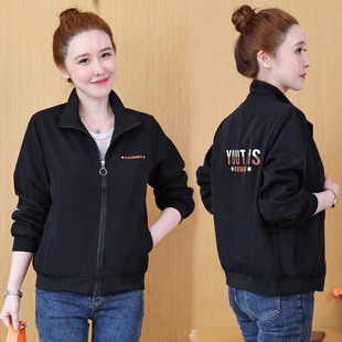 上衣字母时尚 立领短款 百搭初高中休闲外衣潮 2024年新款 外套女秋季