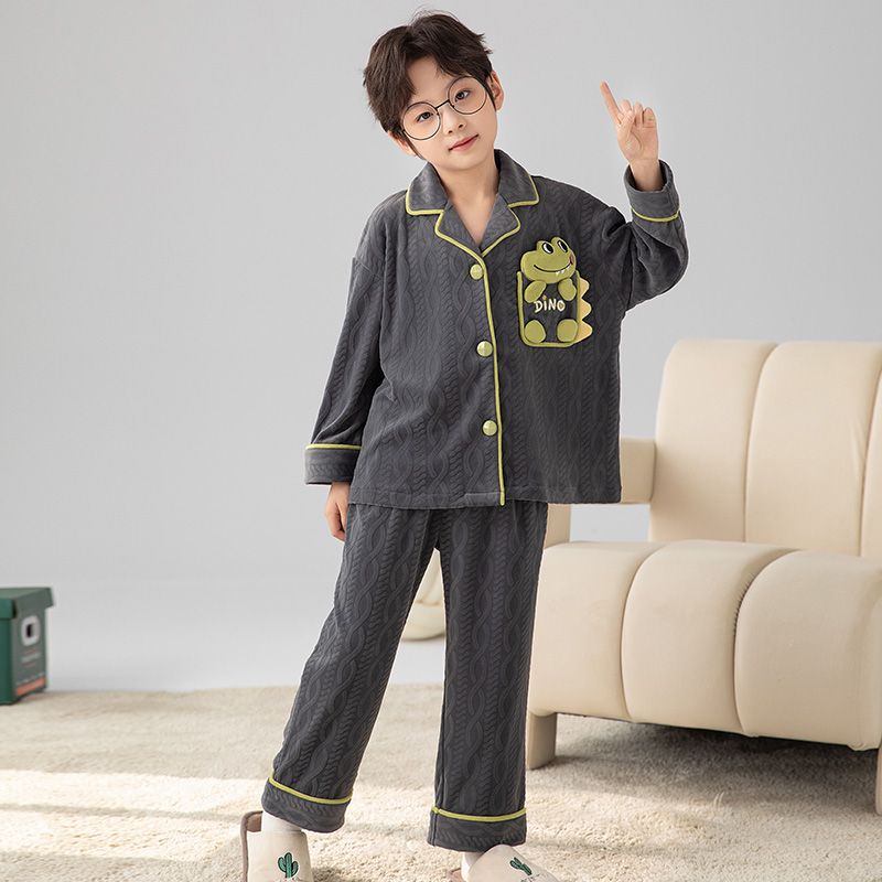 儿童海岛绒睡衣秋冬季男