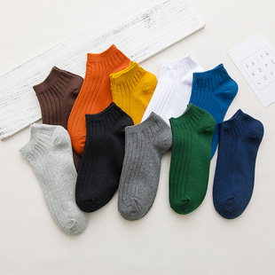 船袜棉吸汗薄款 纯色袜子男士 运动潮短袜 短袜男低帮夏季 5双装
