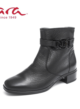ara德国鹦鹉舒适女鞋 秋冬深口拉链中跟休闲款矮靴 H楦23A31803