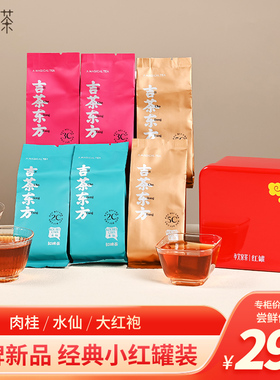 孝文家茶红罐口碑茶大红袍茶叶武夷岩茶肉桂试饮装品鉴小铁罐茶叶