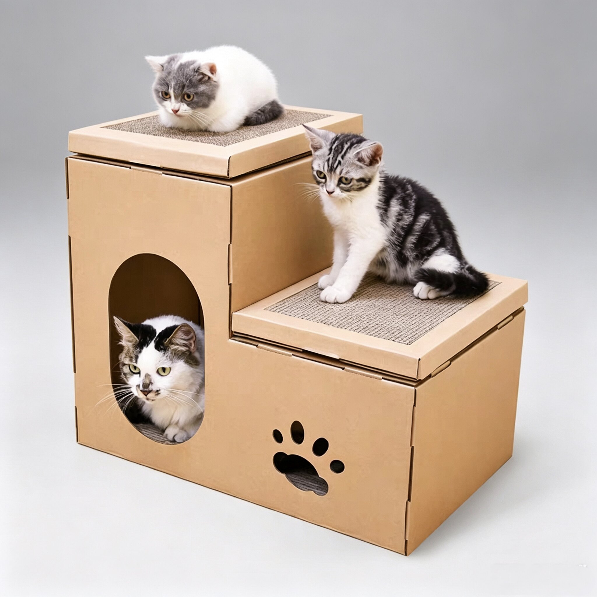 得酷大号猫抓板耐磨猫窝瓦楞纸双层猫房子多功能猫舍猫屋四季通用