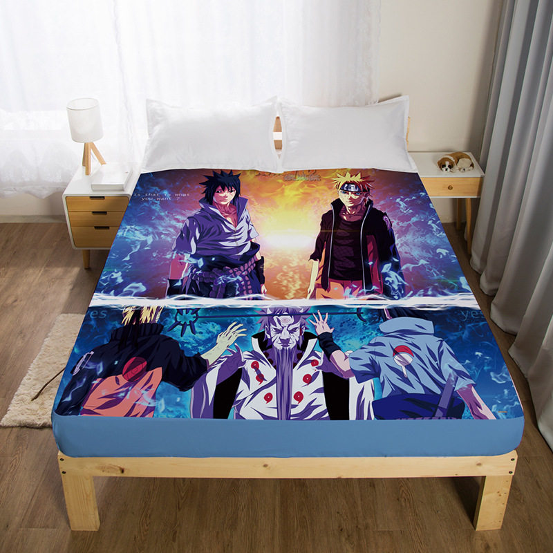 卡通动漫火影鸣人儿童床笠1.2床单人薄厚床垫保护套男孩1.5米床罩