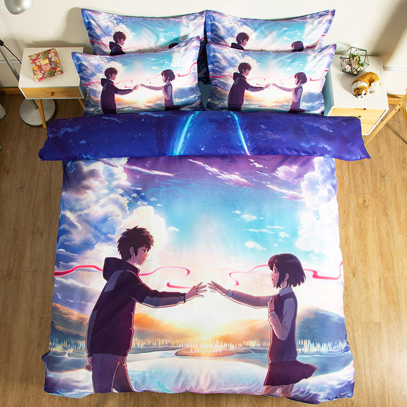 二次元动漫学院风你的名字1.8米床品四件套男女生学生宿舍三件套