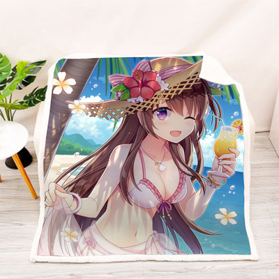 diy卡通动漫宅男风双层大毛毯