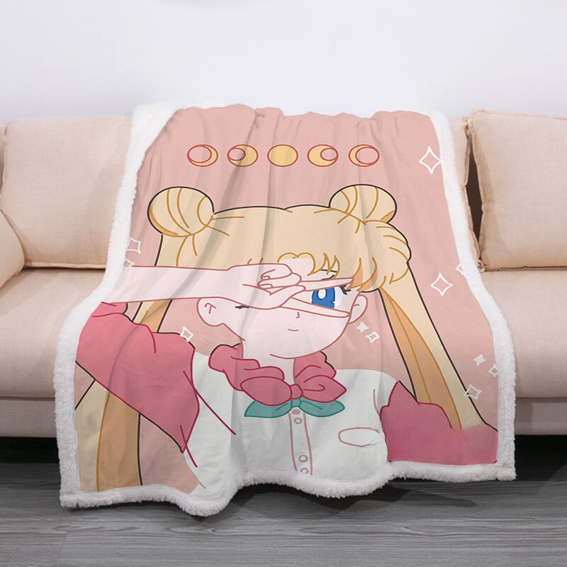 定做卡通动漫美少女战士春秋毛毯