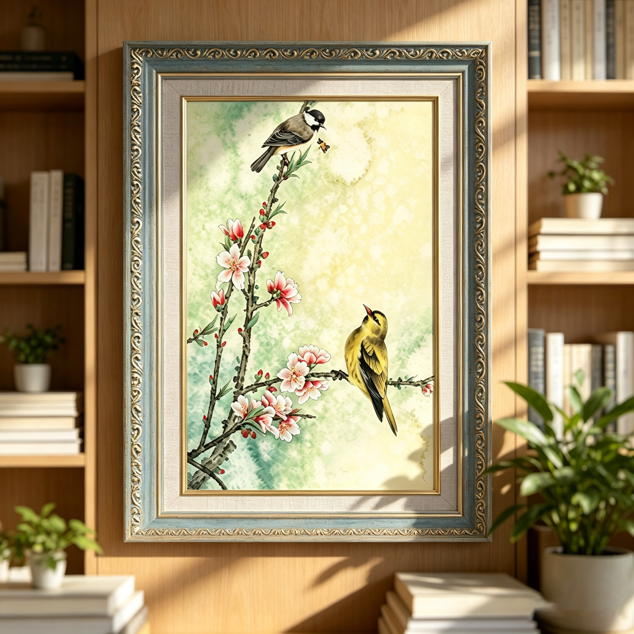 新中式禅意花鸟装饰画客厅玄关