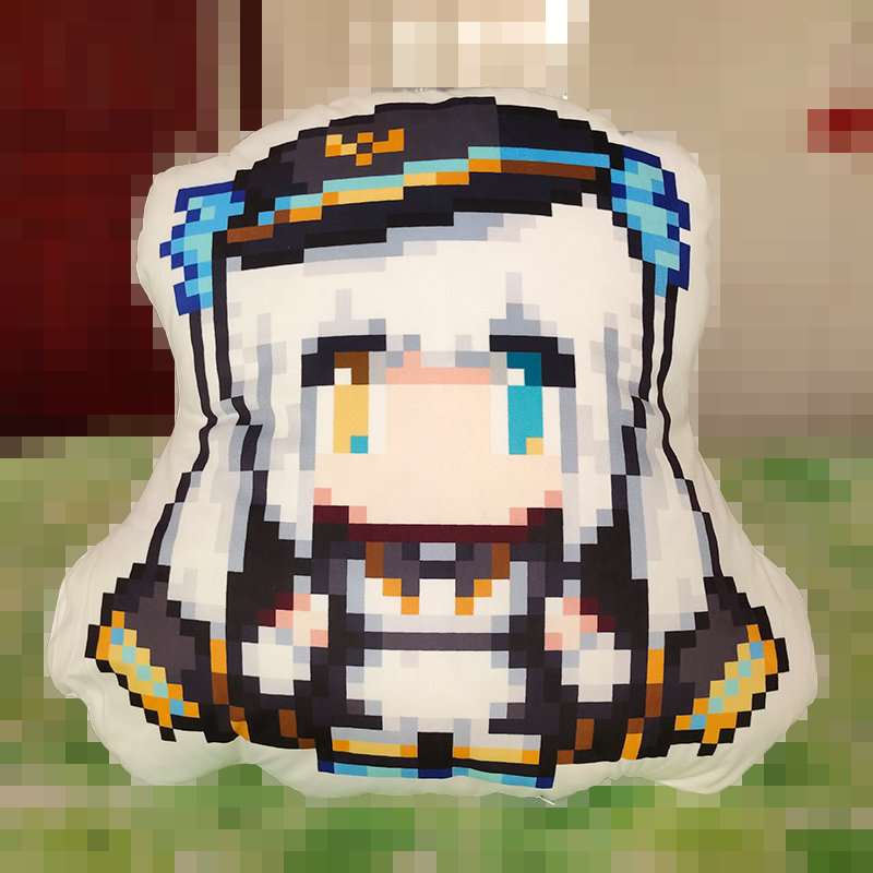 手艺人工坊神乐mea抱枕爆款周边可爱像素风vtuber双面印花大靠垫