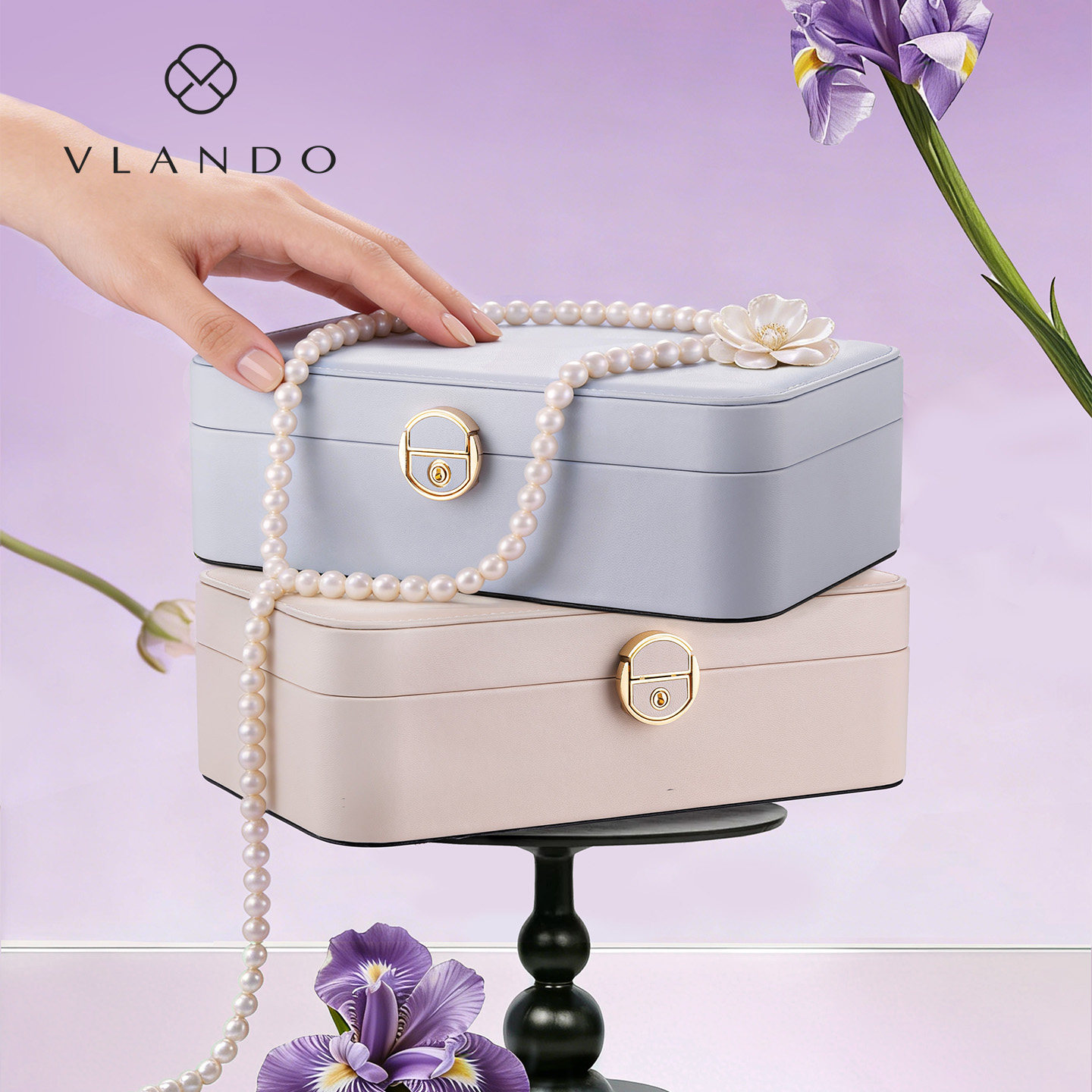 唯兰朵首饰盒带锁耳环项链收纳盒精致饰品收纳结婚新婚生日礼物