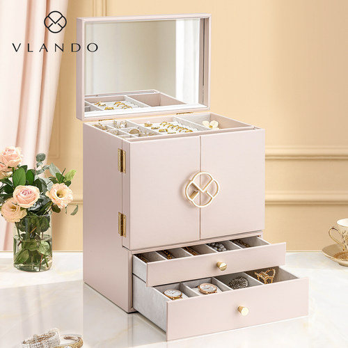VLANDO唯兰朵首饰盒大容量项炼珠宝饰品黄金耳环收纳盒2025年新款
