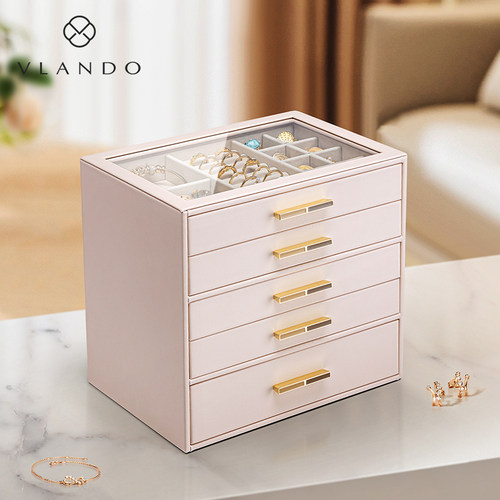 VLANDO唯兰朵新款首饰盒大容量珠宝饰品收纳盒精致送女生生日礼物