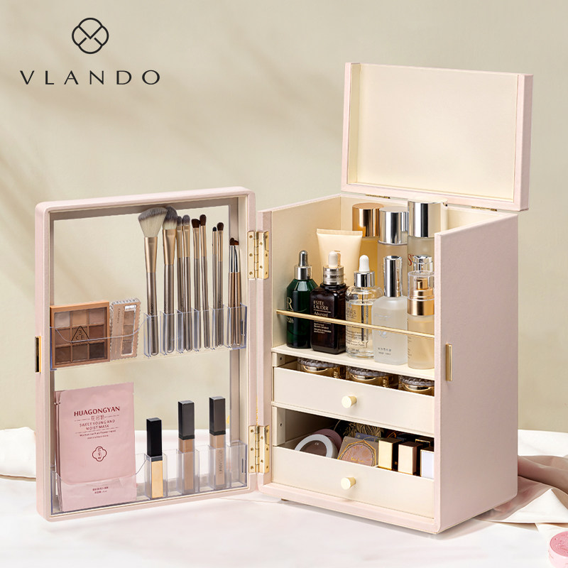 唯兰朵化妆品收纳盒桌面高级感防尘护肤品大容量收纳箱2025年新款