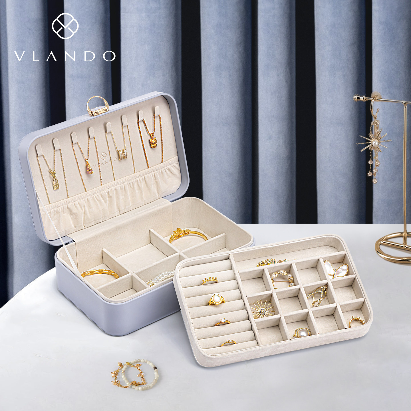 唯兰朵首饰盒耳环项链戒指收纳盒