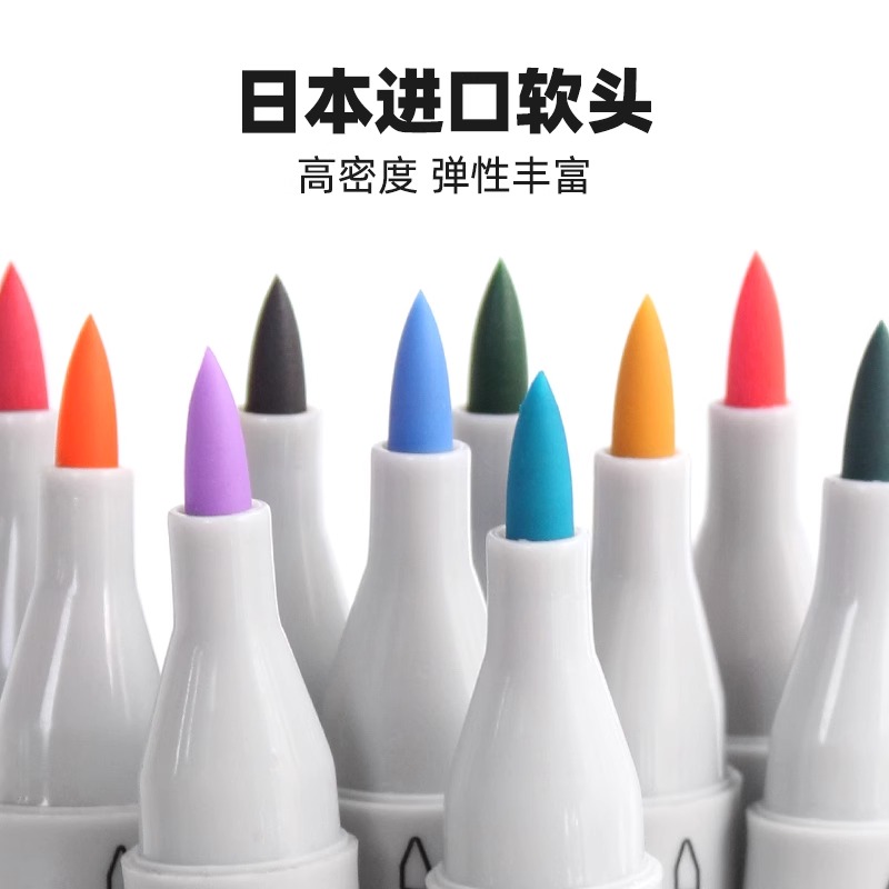 日本进口笔头动漫风双头马克笔