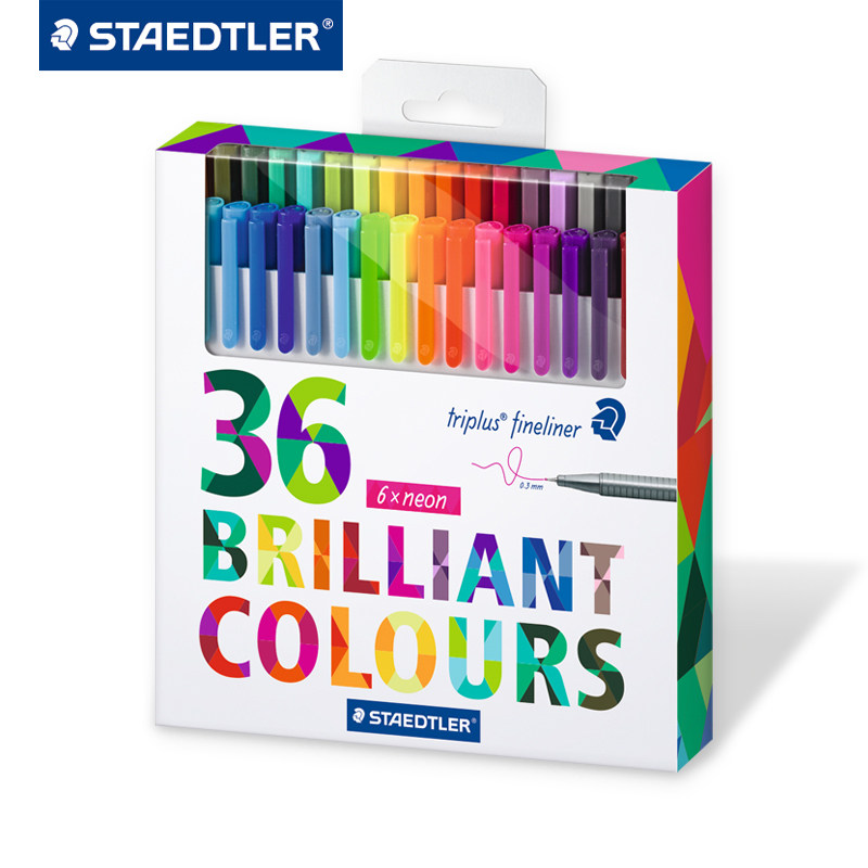 施德楼纤维笔36色彩色勾线笔