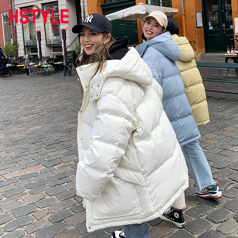 韩都衣舍2020冬装新款韩版外套中长款加厚宽松休闲连帽羽绒服女蒖