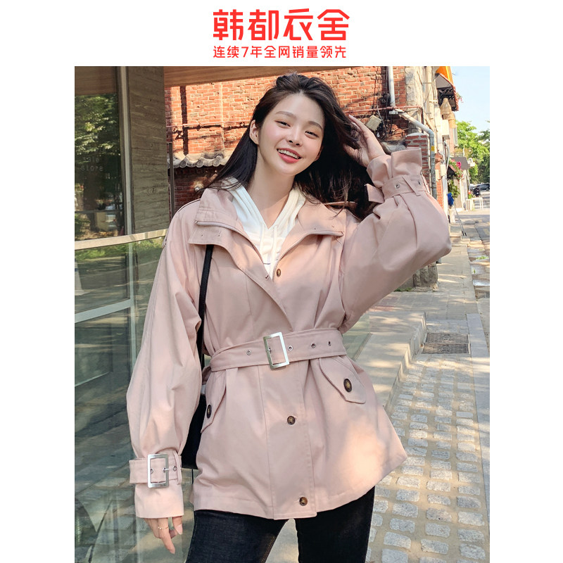 韩都衣舍2020秋装新款女装韩版纯色休闲宽松上衣短外套OU13009堯